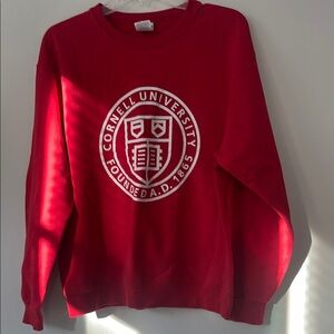 Cornell Red Crewneck Sweatshirt with Emblem